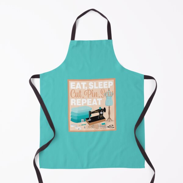 Item preview, Eat Sleep Repeat Dressmaking - Old Machine - TEAL designed and sold by StellarFX.