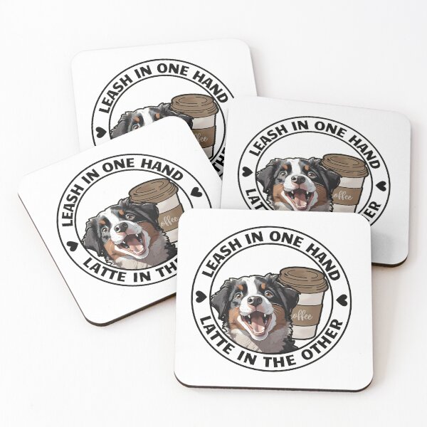 Item preview, Leash in one hand, latte in the other (black font) designed and sold by MySciPic.