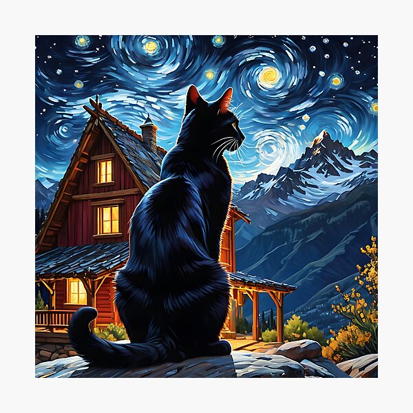 Item preview, Cat Admiring the Starry Night designed and sold by SublimeMusings.