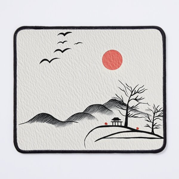 Item preview, Minimal Zen landscape with bamboo and sun designed and sold by ModHaven.