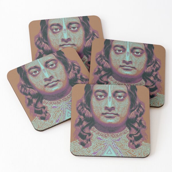 Item preview, Yogananda Surreal Neon Portrait Vintage Psychedelic Abstract designed and sold by Mystikos Art.
