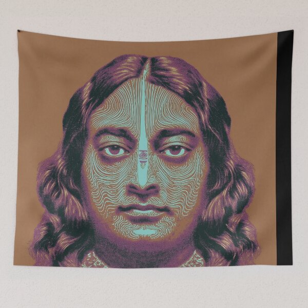 Item preview, Yogananda Surreal Neon Portrait Vintage Psychedelic Abstract designed and sold by Mystikos Art.