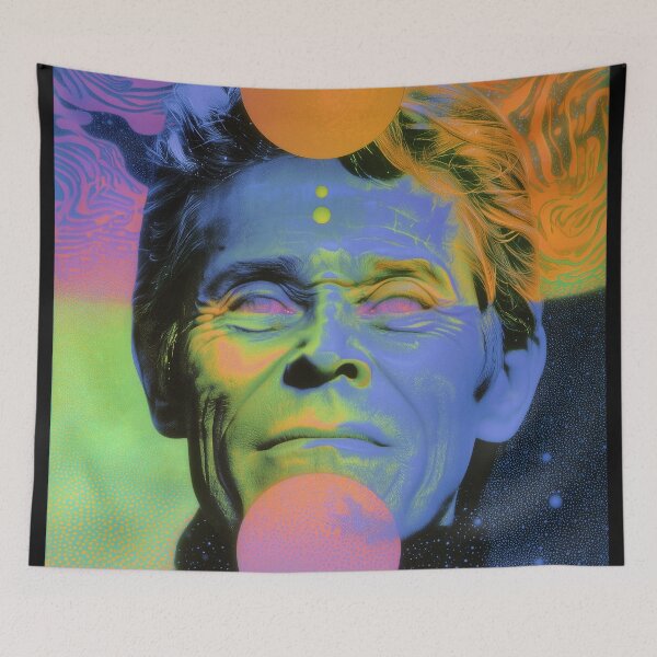 Item preview, Willem Dafoe Surreal Cosmic Neon Planetary Psychedelic Art designed and sold by Mystikos Art.