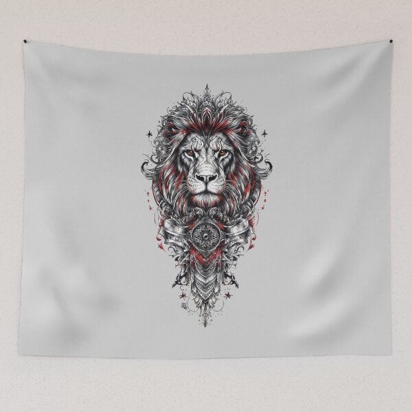 Item preview, Ornate Armored Lion Head – Regal Baroque Warrior King Design designed and sold by IdeaSmith.