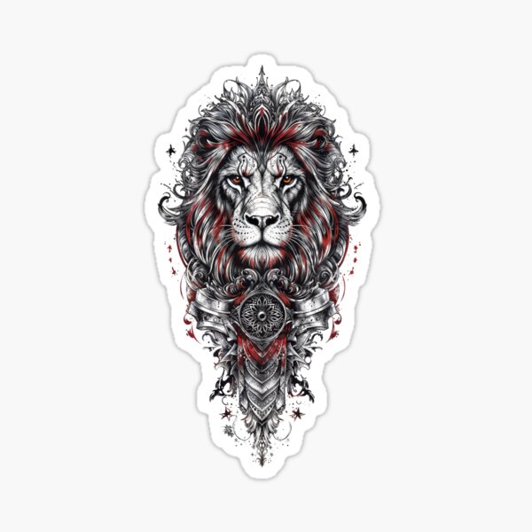 Item preview, Ornate Armored Lion Head – Regal Baroque Warrior King Design designed and sold by IdeaSmith.