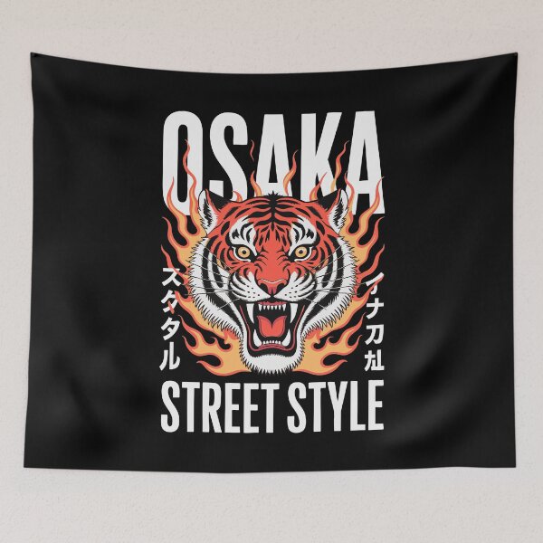 Item preview, Osaka Streetwear Flaming Tiger Japanese Graphic Asian Japan Tokyo designed and sold by w1ckerman.
