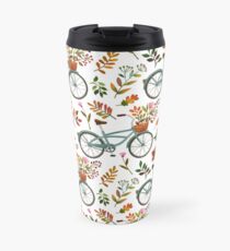 Herbstfahrradfahrt auf weißen Hintergrund Thermobecher