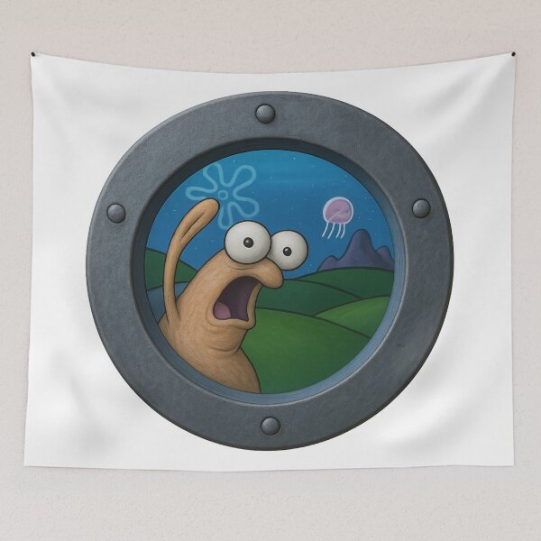 Item preview, SpongeBob fish waving at the real window designed and sold by DibujandoPorfa.