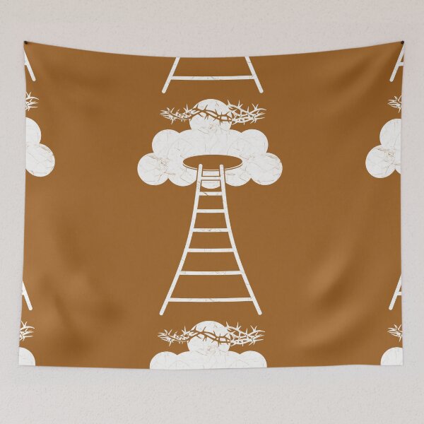 Item preview, Jesus Christ Ascension to Heaven – Simple Ladder to Heaven (Cloud) Concept Minimal Abstract Design | White color for darker background designed and sold by ZechJohnRB.