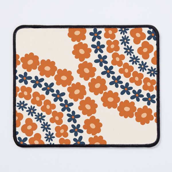 Item preview, Bohemian Floral Abstract Pattern in Navy Blue Burnt Orange designed and sold by nineFlorals.