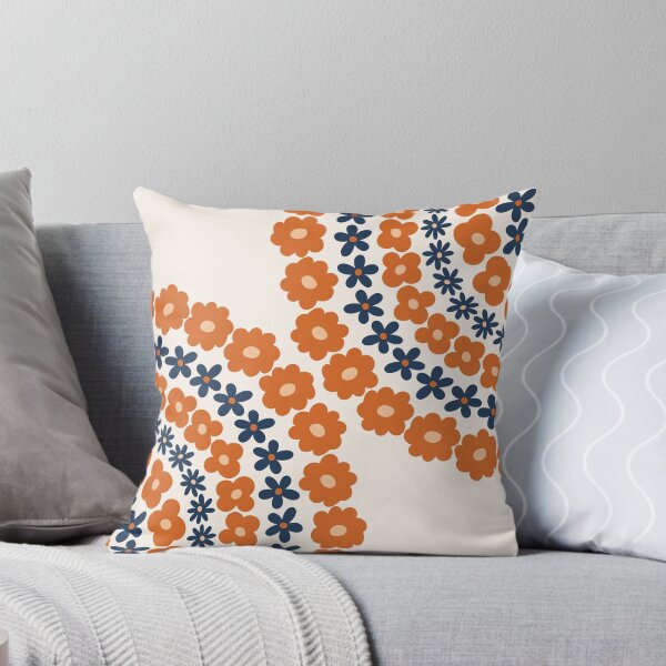 Item preview, Bohemian Floral Abstract Pattern in Navy Blue Burnt Orange designed and sold by nineFlorals.