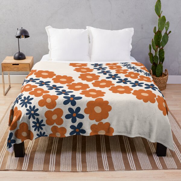 Item preview, Bohemian Floral Abstract Pattern in Navy Blue Burnt Orange designed and sold by nineFlorals.
