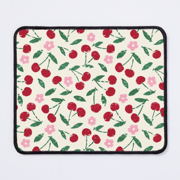 Item preview, Cherry Print - Handrawn acrylic style - Cute Red Cherries and Pink Blossoms designed and sold by FloralMural.