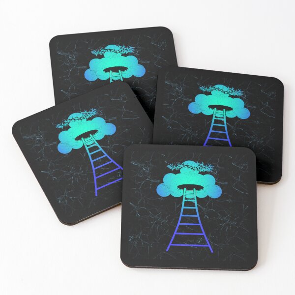 Item preview, Abstract Jesus Christ Ascension to Heaven – Simple Ladder to Heaven (Cloud) Concept Minimal Design | Blue Green Turquoise color for darker background designed and sold by ZechJohnRB.