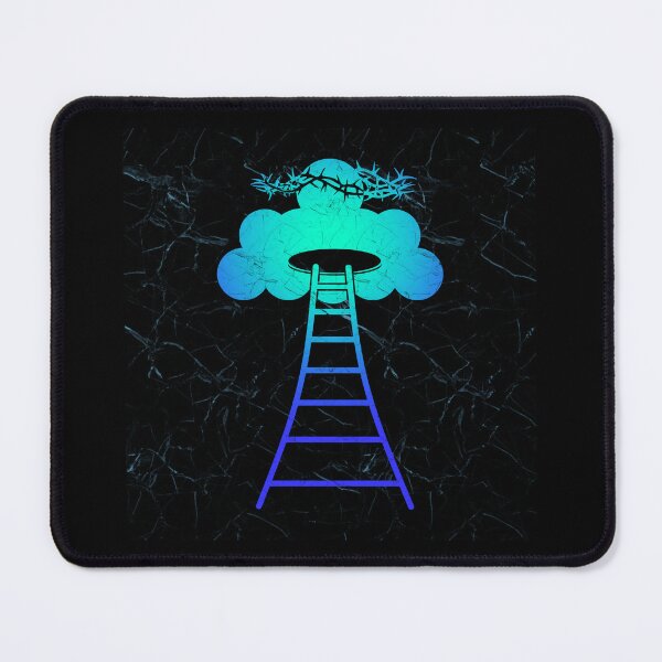 Item preview, Abstract Jesus Christ Ascension to Heaven – Simple Ladder to Heaven (Cloud) Concept Minimal Design | Blue Green Turquoise color for darker background designed and sold by ZechJohnRB.
