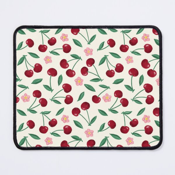 Item preview, Cherry Print - Handrawn Oil Painted - Digital style - Cute Red Cherries & Pink Blossoms designed and sold by FloralMural.