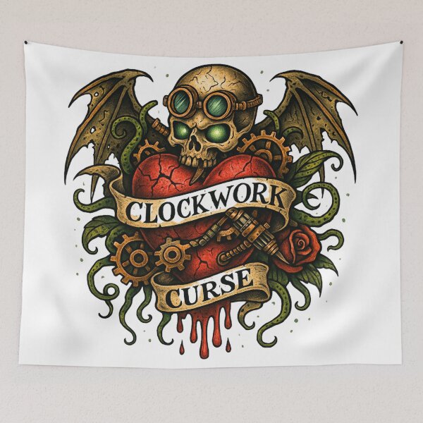 Item preview, Clockwork Curse – Gothic Steampunk Skull Heart designed and sold by A Sinister Sly.