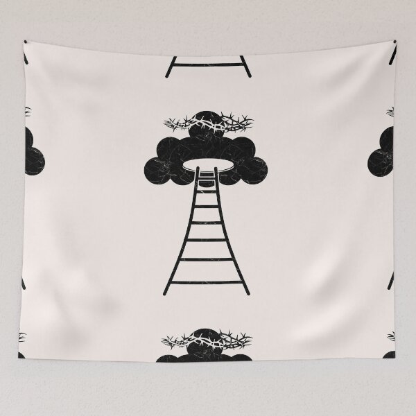 Item preview, Abstract Jesus Christ Ascension to Heaven – Simple Ladder to Heaven (Cloud) Concept Minimal Design | black color for lighter background designed and sold by ZechJohnRB.