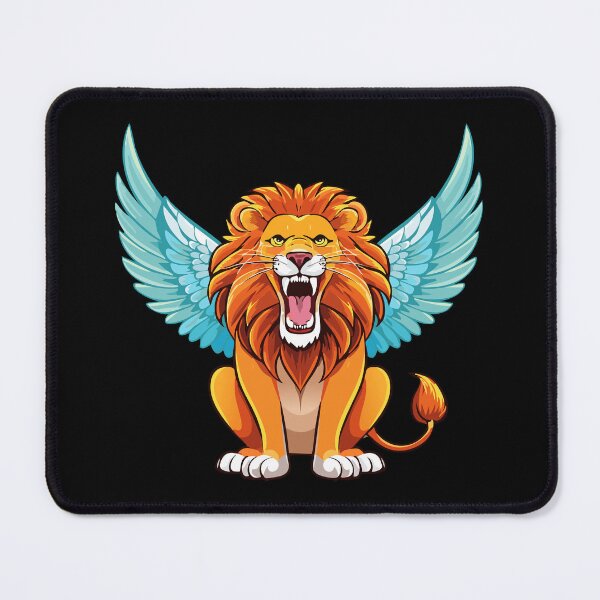 Item preview, Lion with wings, Winged Lion Mythical Creature, Illustration of roaring sitting lion with wing designed and sold by Danler.