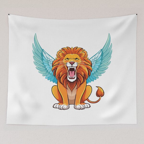 Item preview, Lion with wings, Winged Lion Mythical Creature, Illustration of roaring sitting lion with wing designed and sold by Danler.