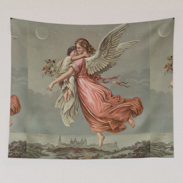 Item preview, Guardian angel carrying child vintage art designed and sold by Vintage Designs +.