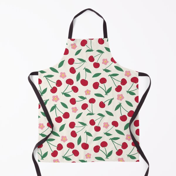 Item preview, Cherry Print - Handrawn Red Cherries and Pink Blossoms on a Cream Background designed and sold by FloralMural.
