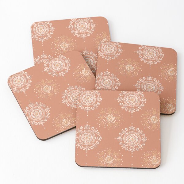 Item preview, Ornamental Kolam Mandalas in White and Terracotta designed and sold by Moisky Patterns.