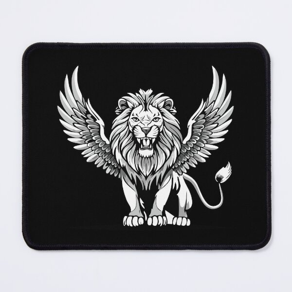 Item preview, Lion with wings, Winged Lion Mythical Creature, Illustration of roaring sitting lion with wing designed and sold by Danler.