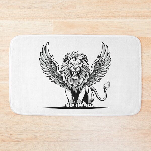 Item preview, Lion with wings, Winged Lion Mythical Creature, Illustration of roaring sitting lion with wing designed and sold by Danler.