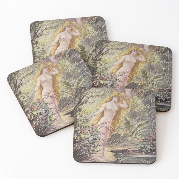 Aperçu de l'œuvre Le Premier Miroir - Belle femme d'art vintage français créée et vendue par Vintage Designs +.