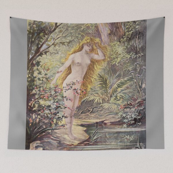 Aperçu de l'œuvre Le Premier Miroir - Belle femme d'art vintage français créée et vendue par Vintage Designs +.