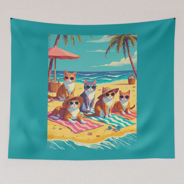 Item preview, Cats Lounging on the Beach designed and sold by Marymarice.
