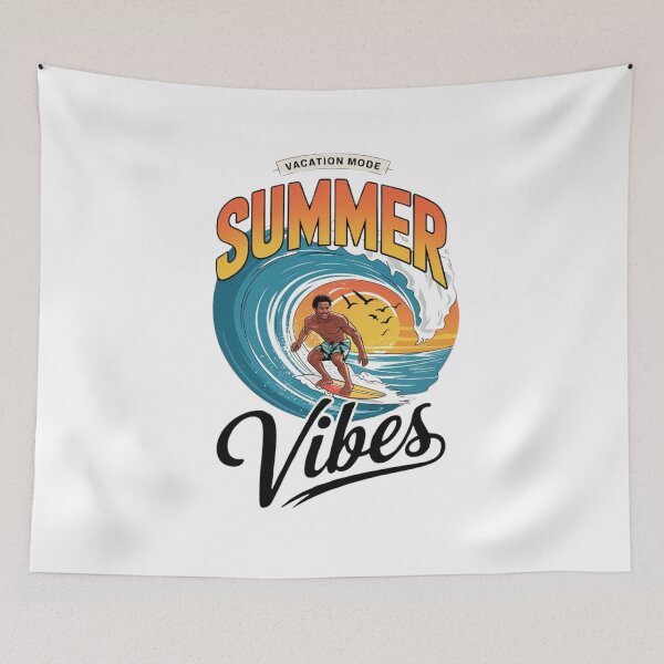 Item preview,   Summer Vibes Surfing Design – Retro Beach Art on White Background designed and sold by Karamshooop.
