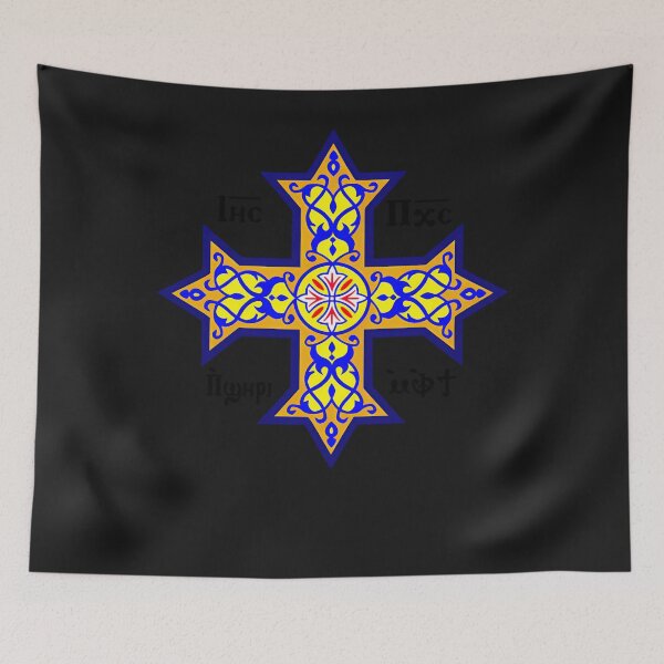 Item preview, Coptic Orthodox Cross With Text On Blue designed and sold by mengelpear.