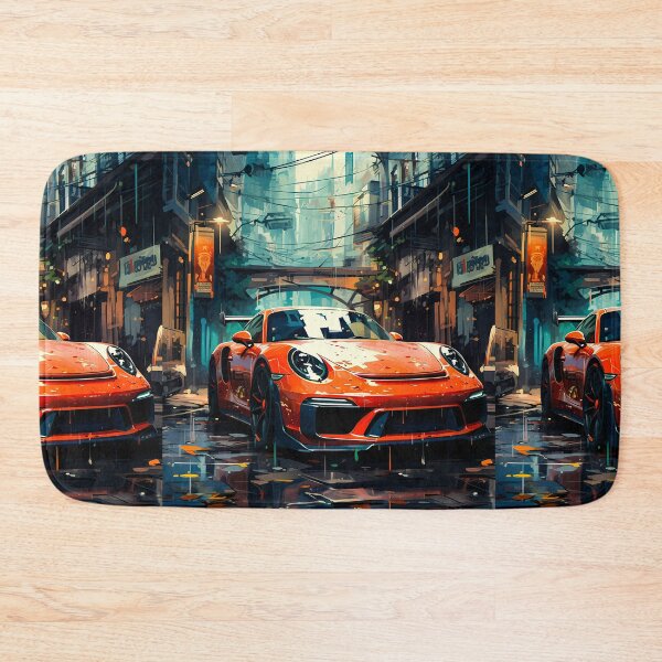 Item preview, Vibrant Sports Car Parked On Wet City Street At Night designed and sold by RevUpDesign.