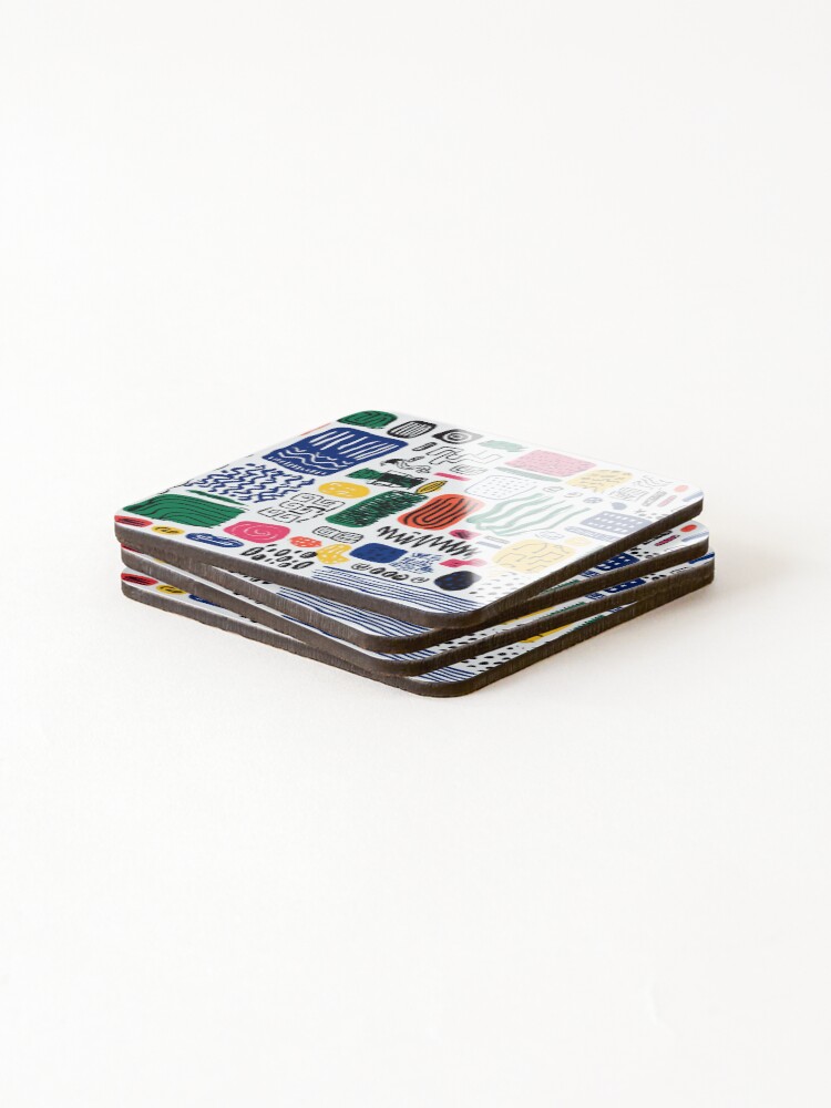 Thumbnail 4 of 5, Coasters (Set of 4), Hand-Drawn Pattern Library - Colorful Abstract Textures designed and sold by djovan.