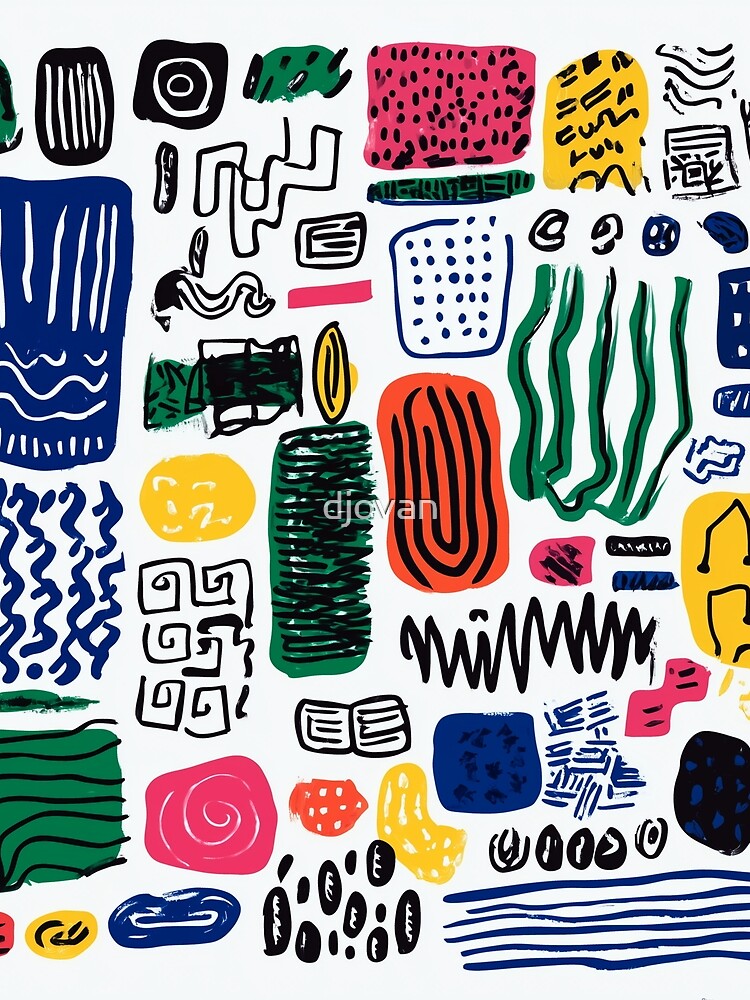 Thumbnail 3 of 3, Scarf, Hand-Drawn Pattern Library - Colorful Abstract Textures designed and sold by djovan.