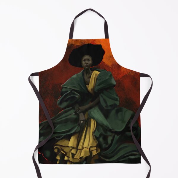 Item preview, Afrofuturist Elegance Portrait – Bold Woman in Dramatic Fashion and Fiery Tones designed and sold by jassoart.