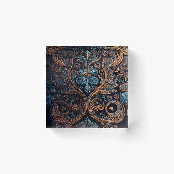 Item preview, Regal Fusion: Abstract Blue and Orange Ornate Pattern designed and sold by ShadowAndSlate.