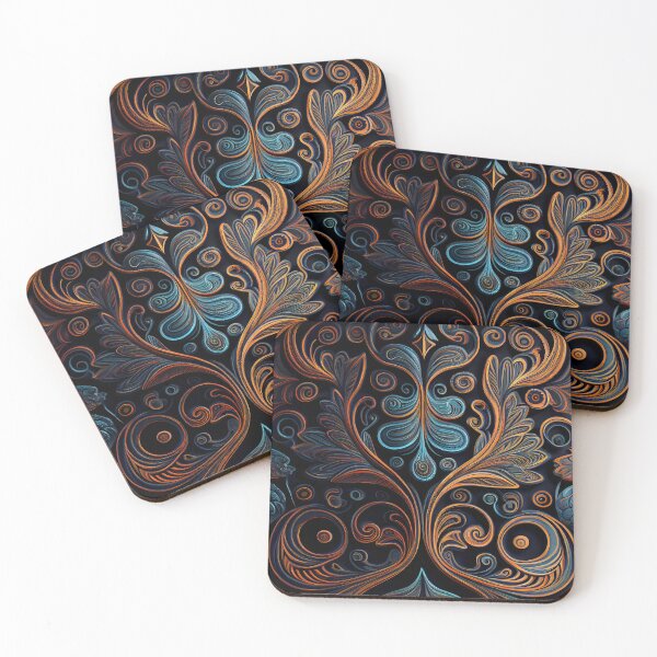 Item preview, Regal Fusion: Abstract Blue and Orange Ornate Pattern designed and sold by ShadowAndSlate.