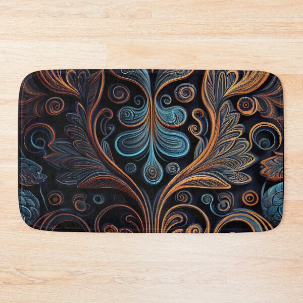 Item preview, Regal Fusion: Abstract Blue and Orange Ornate Pattern designed and sold by ShadowAndSlate.