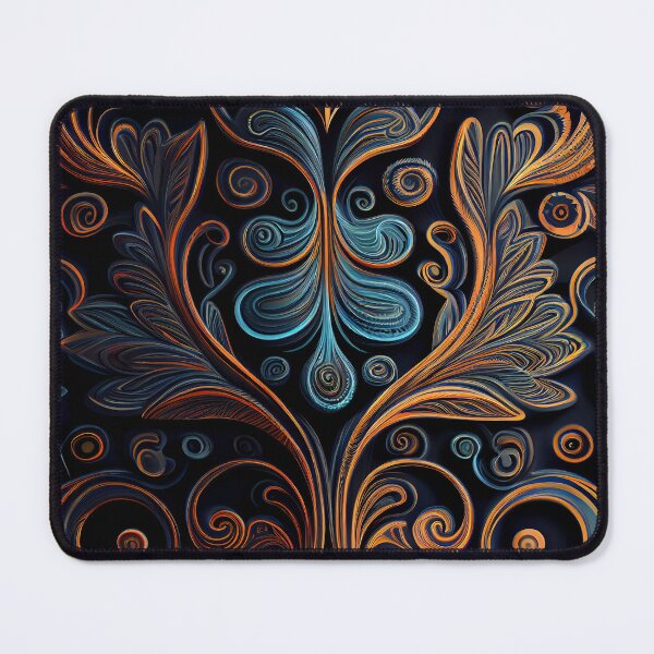 Item preview, Regal Fusion: Abstract Blue and Orange Ornate Pattern designed and sold by ShadowAndSlate.