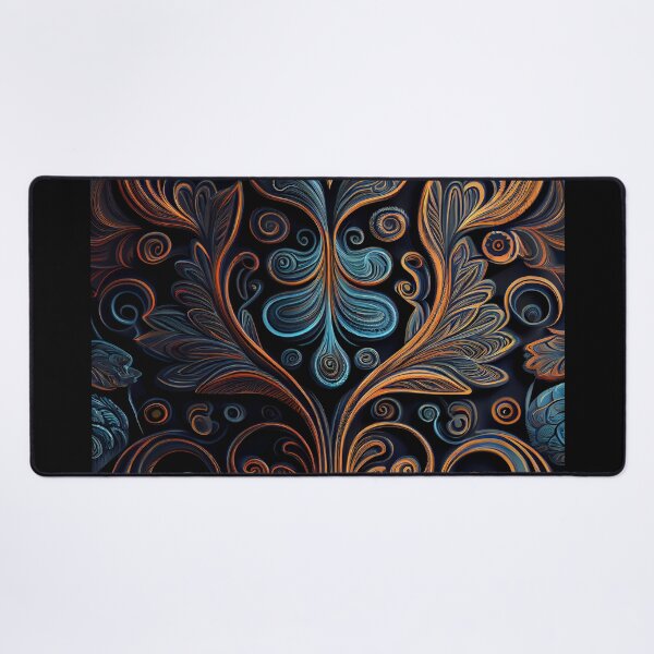 Item preview, Regal Fusion: Abstract Blue and Orange Ornate Pattern designed and sold by ShadowAndSlate.
