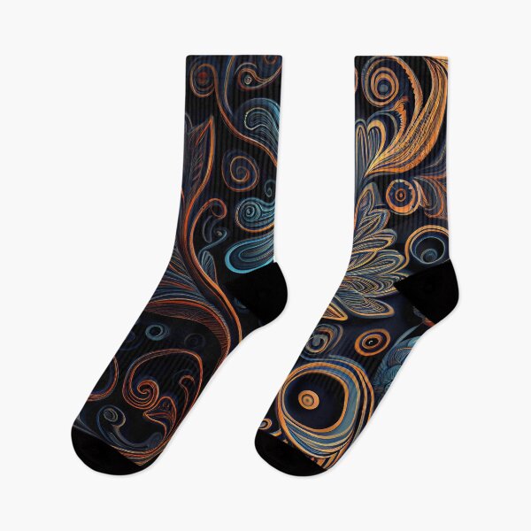 Item preview, Regal Fusion: Abstract Blue and Orange Ornate Pattern designed and sold by ShadowAndSlate.