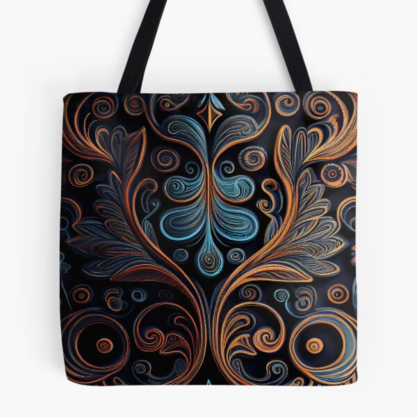 Item preview, Regal Fusion: Abstract Blue and Orange Ornate Pattern designed and sold by ShadowAndSlate.
