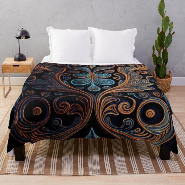 Item preview, Regal Fusion: Abstract Blue and Orange Ornate Pattern designed and sold by ShadowAndSlate.