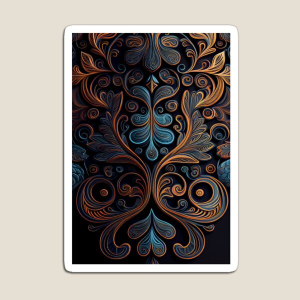 Item preview, Regal Fusion: Abstract Blue and Orange Ornate Pattern designed and sold by ShadowAndSlate.