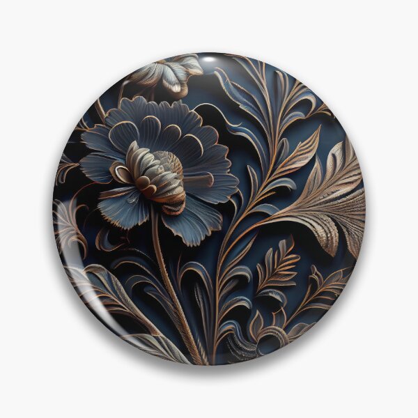 Item preview, Gilded Bloom: Ornate Royal Blue & Gold Relief designed and sold by ShadowAndSlate.