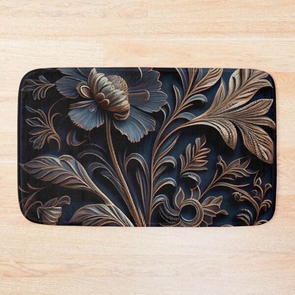 Item preview, Gilded Bloom: Ornate Royal Blue & Gold Relief designed and sold by ShadowAndSlate.