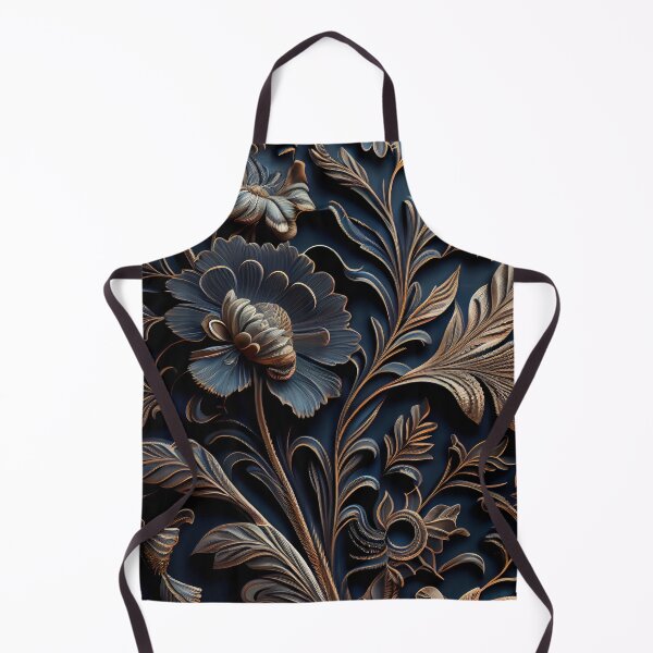 Item preview, Gilded Bloom: Ornate Royal Blue & Gold Relief designed and sold by ShadowAndSlate.